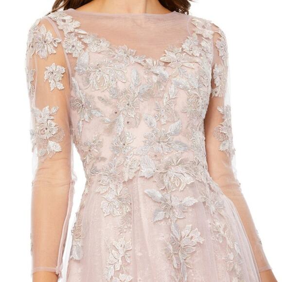 Mac Duggal 30681 Sheer Neckline Illusion Sleeve Dress in Lilac Size 16 NWT - Picture 3 of 12